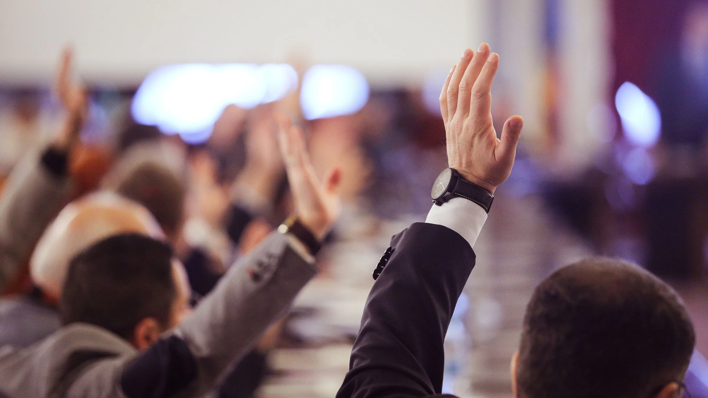 Members of Parliament voting by raising hands